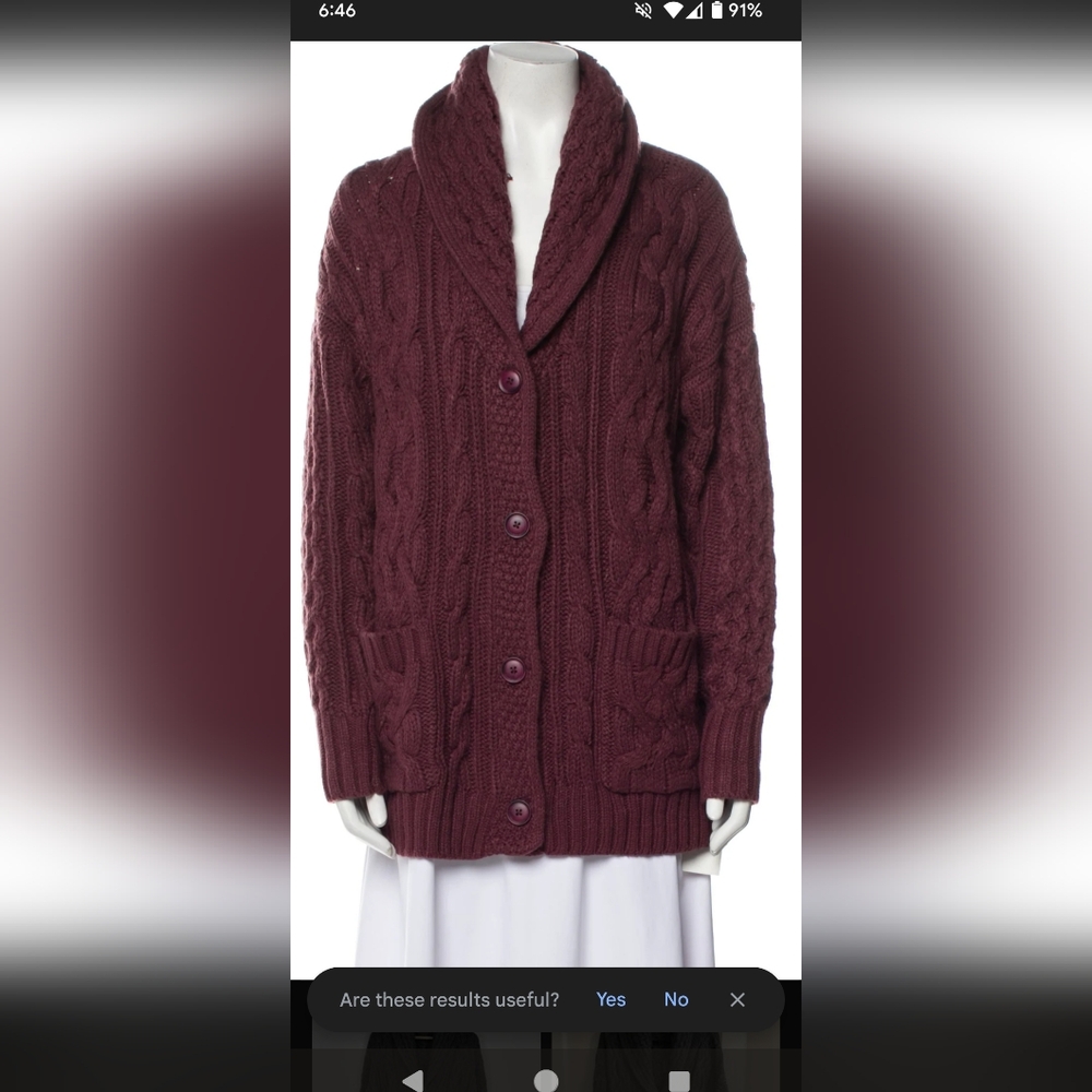 Skull cashmere burgundy plunge cardigan